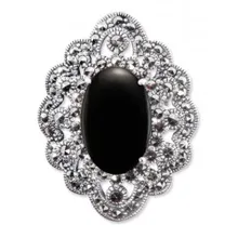 Серебряная брошь с марказитом и бирюзой Марказит HB534