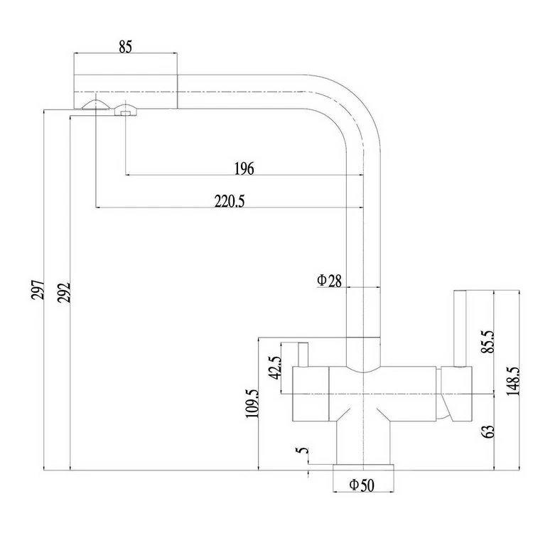 Смеситель для кухни ZorG Sanitary SZR-7039(Керамический картридж, аэратор, переключатель для фильтра