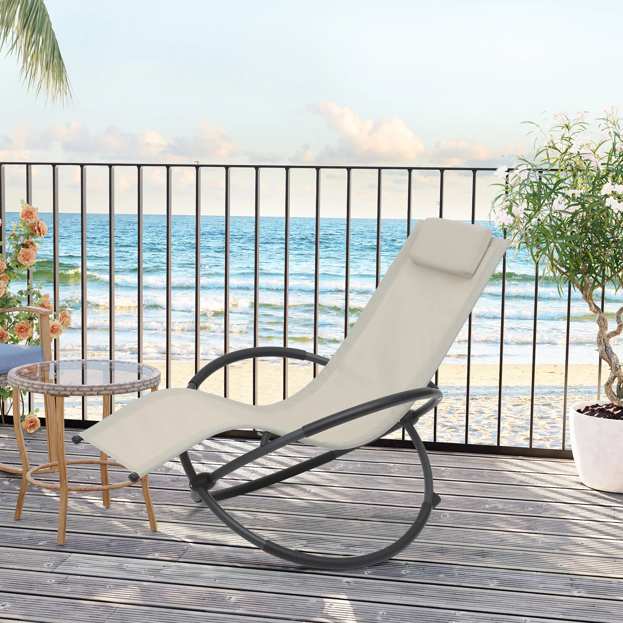 Chaise longue pliante WOLTU pour jardin, pêche et plage - Siège confortable à bascule pour sieste