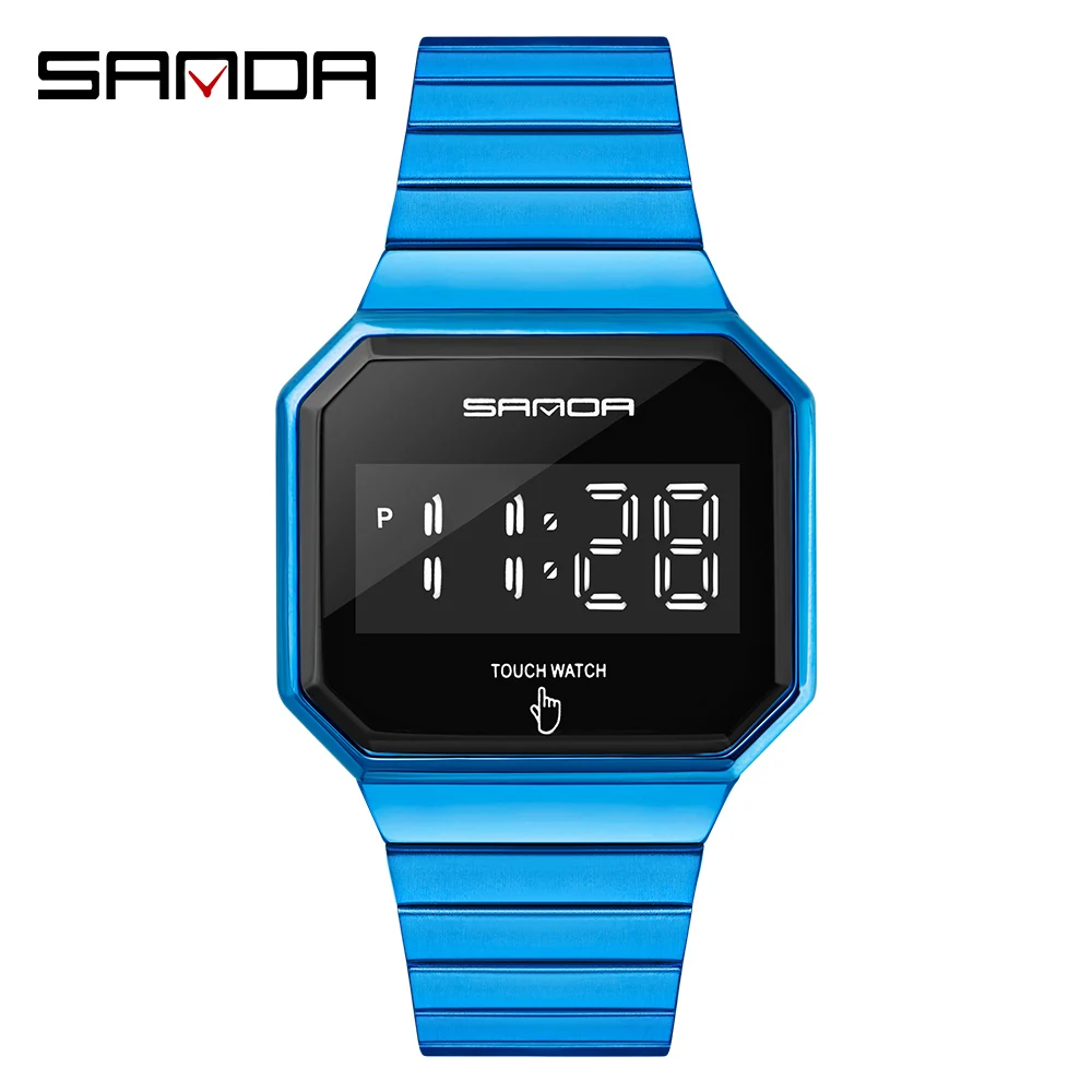 SANDA brand fashion luminous men's and women's electronic watch waterproof alarm multifunctional sports watch LED touch screen