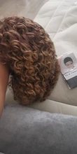 Curly Wig Short-Wig Bangs Afro Kinky Brown Synthetic Black-Women 14inches with Glorious