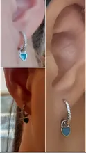 Pendientes con argolla de corazón para mujer, de Plata de Ley 925, aretes coreanos de corazón esmaltado, accesorios de fiesta para niña