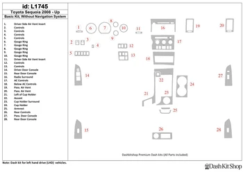

Interior lining for Toyota Sequoia 2008-UP. Set L1745.