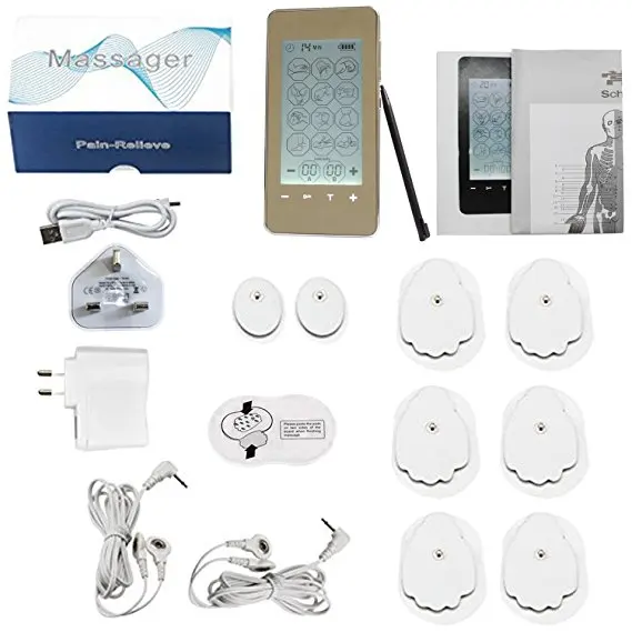 Gold US Plug Carevas массажер TENS физиотерапия массаж инструмент обезболивающий аппарат 12-mode2-канальный сенсорный экран Подсветка usb зарядка - Цвет: Gold US Plug
