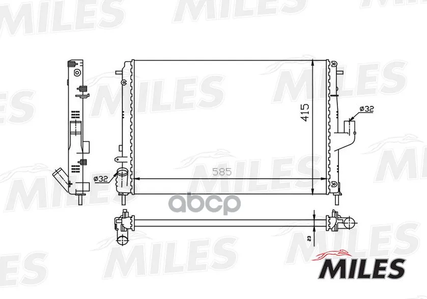 Радиатор Renault Logan/Sandero 08-/Duster 10- 1.6/1.5d / Lada Largus 1.6 12- At Miles Acrm037 Miles арт. ACRM037