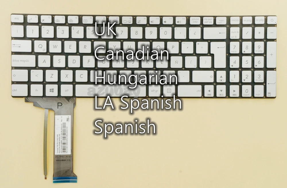 for ASUS R555ZU N751J N751JK N751JX Keyboard Latin Spanish Backlit No Frame 
