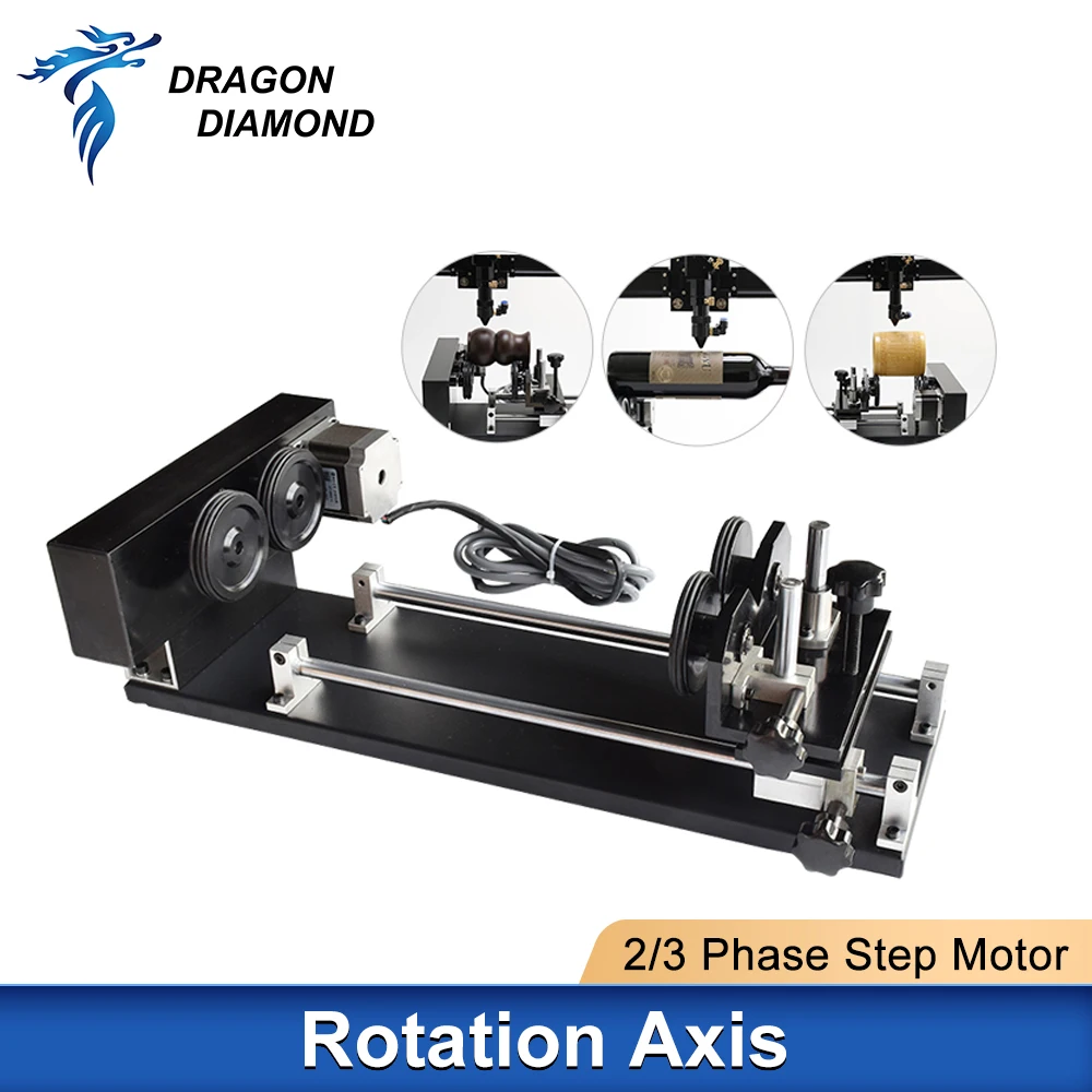 

Rotary Axis Engraving Attachment With Rollers 2/3 Phase Stepper Motors For CO2 Laser Engraving Cutting Machine