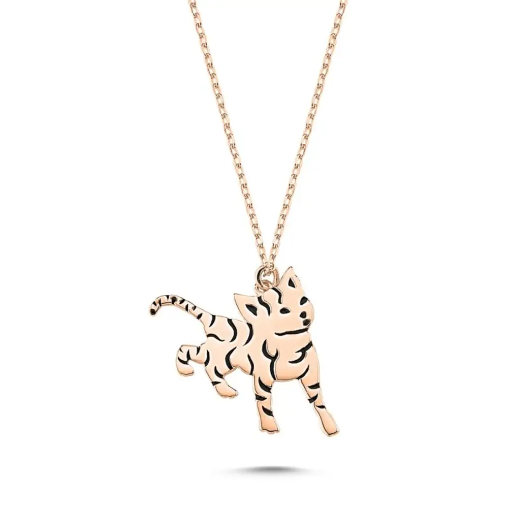 rosegold03 925 пробы Серебряное ожерелье турецкие ювелирные изделия Циркония Камень кошка фигура женщины подарок качество ювелирные изделия - Цвет камня: rosegold03