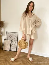 Msfancy-Conjunto de dos piezas de verano para Mujer, conjunto de pantalones cortos de 2021 algodón, camisa holgada Vintage Bohemia, pantalones cortos de cintura alta