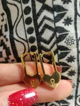 heart shaped lock earring safety pin design unique women girl jewelry new