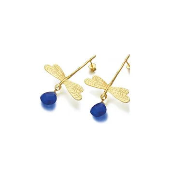 

Earrings golden silver dragonfly