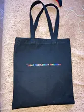 Bolsa de lona para compras para mujer, bolso ecológico Harajuku, color negro