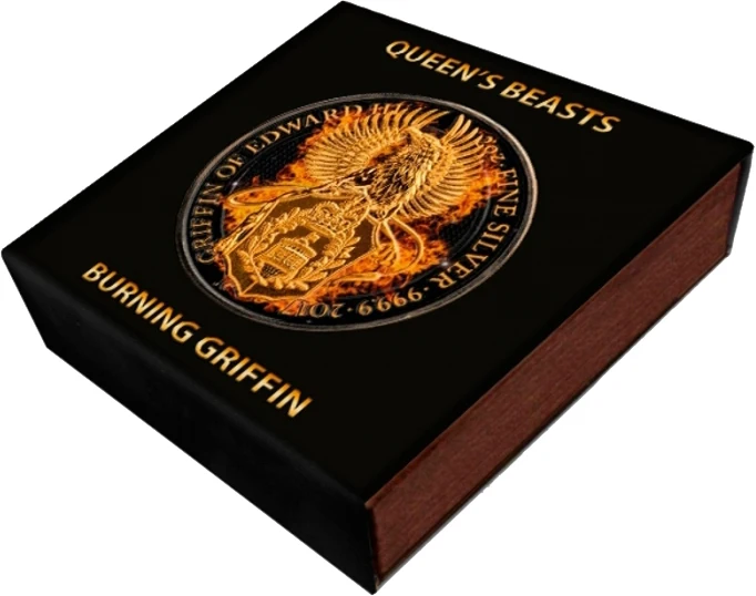 BURNING GRIFFIN queen Beasts 2 Oz Серебряная монета 5$ Великобритания