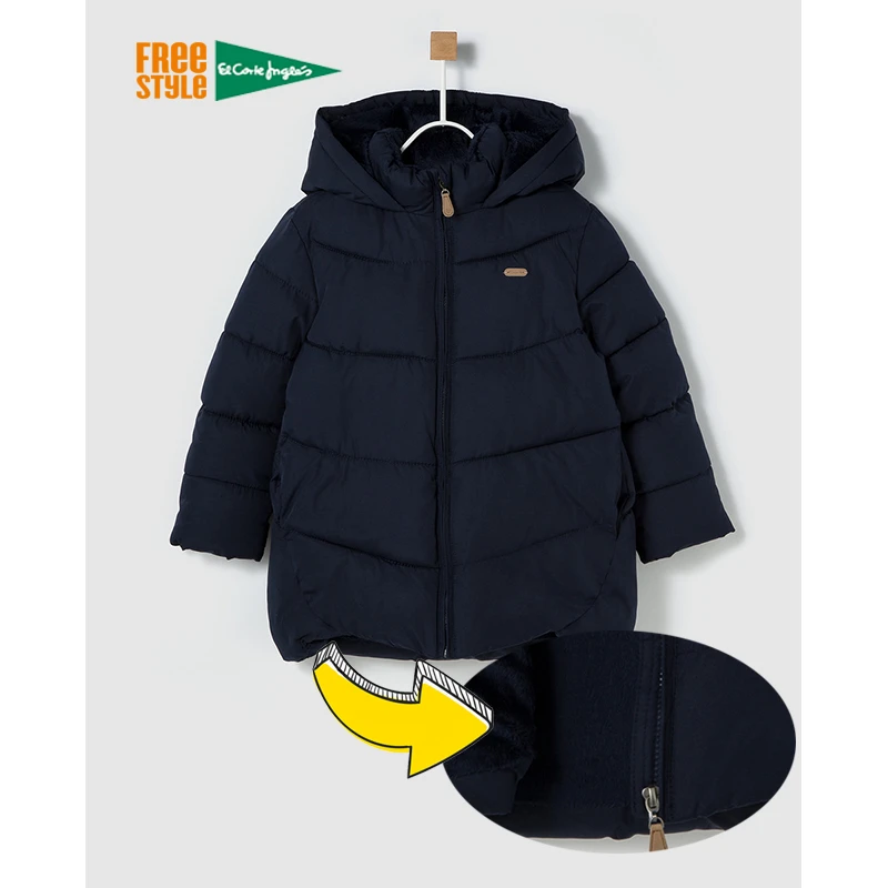 Freestyle Parka de Niña Abrigo de Niños con Capucha con Pelo por Dentro 2 Bolsillos Estampado Liso Invierno Moda El Corte Inglés|Plumíferos y parkas| -