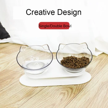 

Cat Feeder Cat Bowl slow feeder cat Cat food basin oblique mouth spine protection Double bowls for cat ear and neck protection