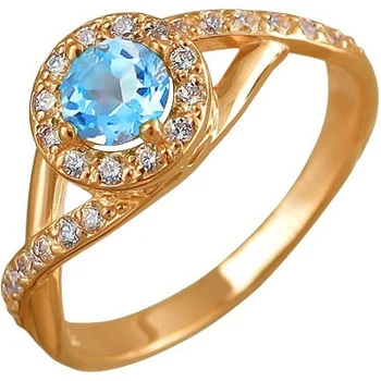 

Esthete ring with Topaz and cubic zirconia silver with gilding