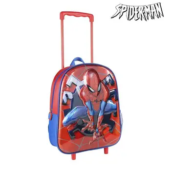 

3D School Bag with Wheels Spiderman Red Blue