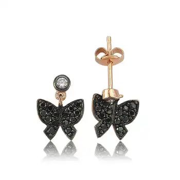 

Merve Silver Silver Black Butterfly Studded Earrings