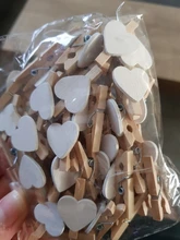 PPYY nuevo-pequeño Mini pinzas de madera para ropa/pinzas decorativas con corazones, blanco