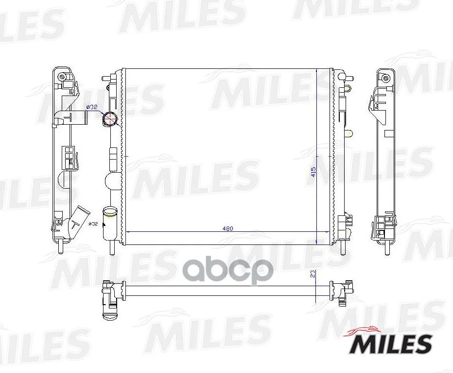 Радиатор Renault Logan / Clio 1.2-1.6/1.9d Ac 98- Miles Acrm015 Miles арт. ACRM015