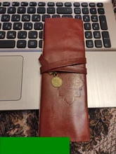 Nuevo estilo de cuero de la PU monedero bolsa de maquillaje Pem lápiz caso cosmético bolso Retro