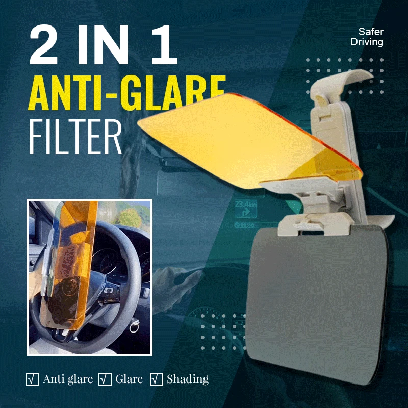 2 In 1 Antiglare Filter Car Glare Protector Foldable Universal
