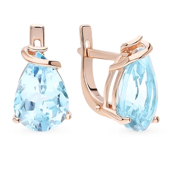 

Gold earrings with Topaz sunlight sample 585