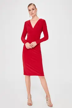 

Trendyol Drape Detail V Neck Dress TPRSS20EL0090