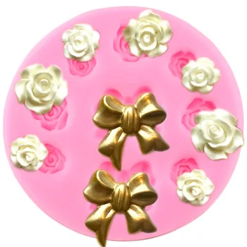 

Rose Flower Bows Silicone Mold DIY Wedding Cake Decorating Tools Cupcake Topper Fondant Molds Candy Polymer Clay Chocolate Mould