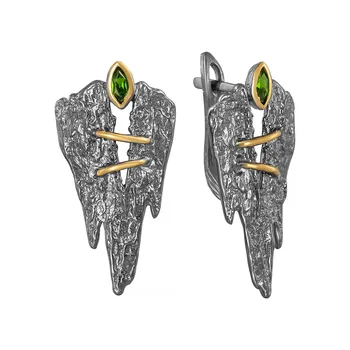 

Silver earrings with хромдиопсидами sunlight sample 925
