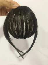 MEIFAN-extensiones de cabello con flequillo, postizo de pelo sintético Natural, con flequillo de aire, negro y marrón