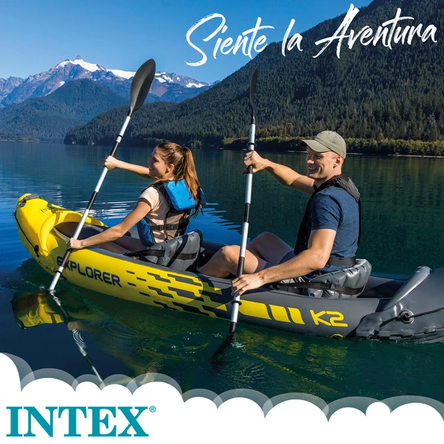 Inflatable Kayak Intex Explorer K2 & 2 Oars-312x91x51 Cm - Pool
