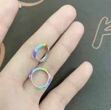 SILVERHOO-pendientes de aro de plata 925 para mujer, aretes de arcoíris en forma redonda, joyería fina, regalos de San Valentín 2021