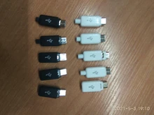 Conector macho de 5 pines para soldadura, Micro USB, cargador 5P, toma de carga trasera 4 en 1, blanco y negro, 10 Uds.