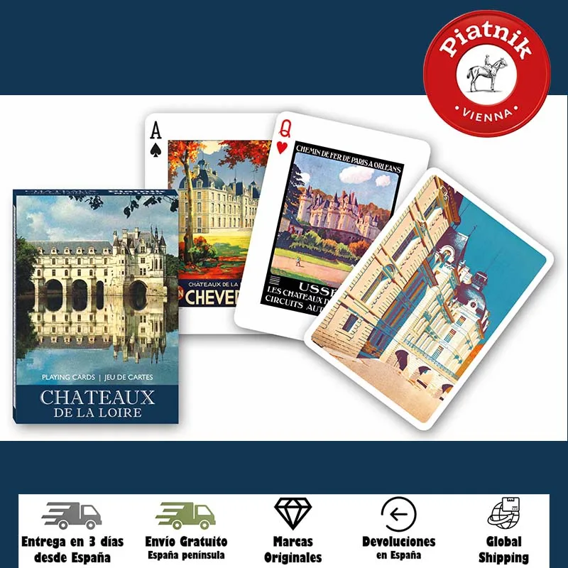 Piatnik, Mazzo Di Poker, 55 Carte, Castello Della Loira, Francia, Iran, Patrimonio Mondiale, Valle Dei Re, Gioco Da Tavolo, Gioco, Adulti, Collezione,