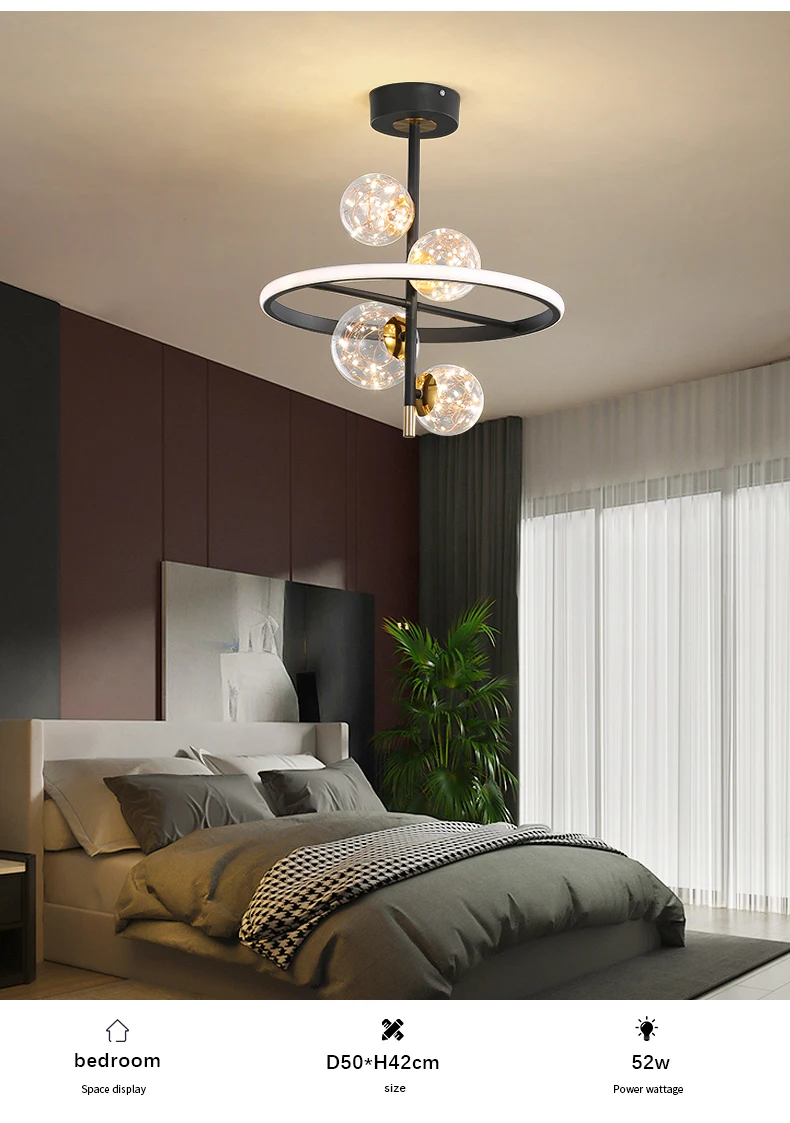 flush mount chandelier New LED Chandelier For Living Room Bedroom Dining Room Kitchen Ceiling Lamp Modern Nordic Style Ball Design Remote Control Light white chandelier