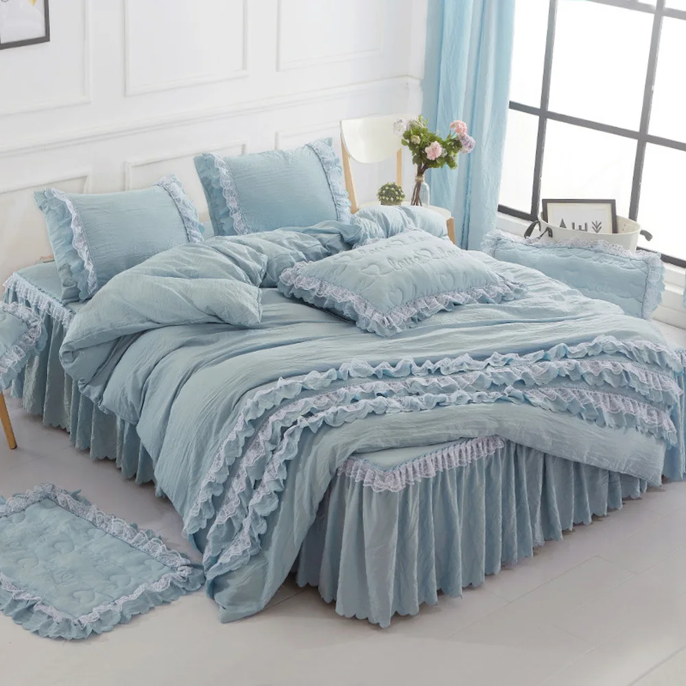 

2020 Lace Luxury Bedding Set Bed Linen Cotton Duvet Cover Home Textile Queen Size Comforter Bedding Set Twin Bed Cover Set