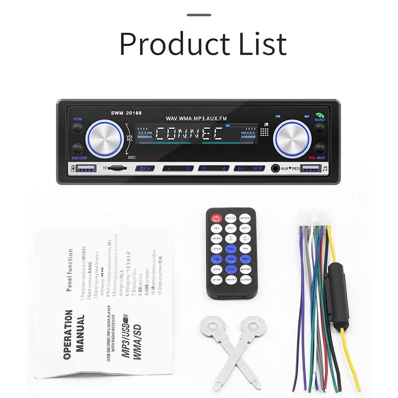 1Din Автомагнитола Bluetooth Aux FM USB автомобильный аудио плеер 1 Din In-Dash стерео Автомагнитола Автомобильный MP3-плеер с пультом дистанционного управления