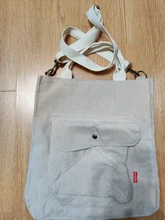 Hylhexyr-Bolso de hombro de pana para mujer, bolso de compras Vintage con cremallera, mochila de estudiante, informal, con bolsillo exterior