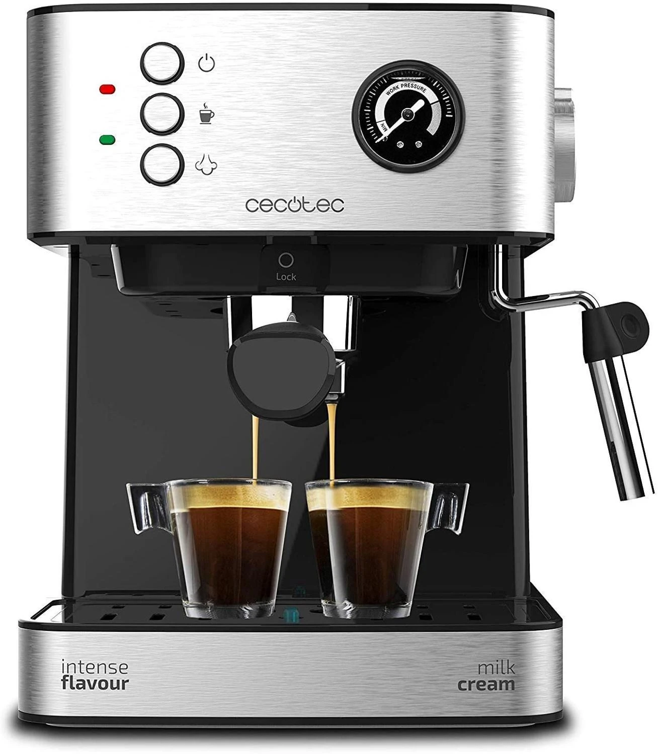 Cafetera Express Power Espresso 20 Bares con Manómetro Medidor de Presión de 850 W incluye Vaporizador Orientable con Bandeja Calientatazas Bandeja de Goteo Desmontable|Cafeteras| - AliExpress