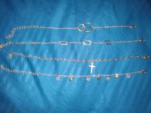 17KM-tobillera de cristal multicapa para mujer y niña, cadena gruesa dorada, pulsera para tobillo, joyería para pierna