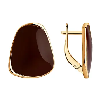 

Drop Earrings with stones Sokolov made of gilded silver with enamel, fashion jewelry, 925, women's male, long earrings