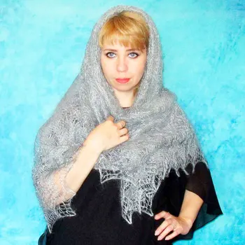 

Shawl down shawl handmade light gray, 1.30