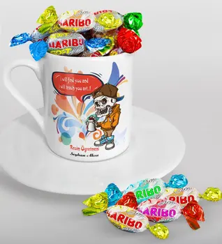 

Personalized Art Teacher Turkish coffee Cup and Haribo Candy Gift Seti-1