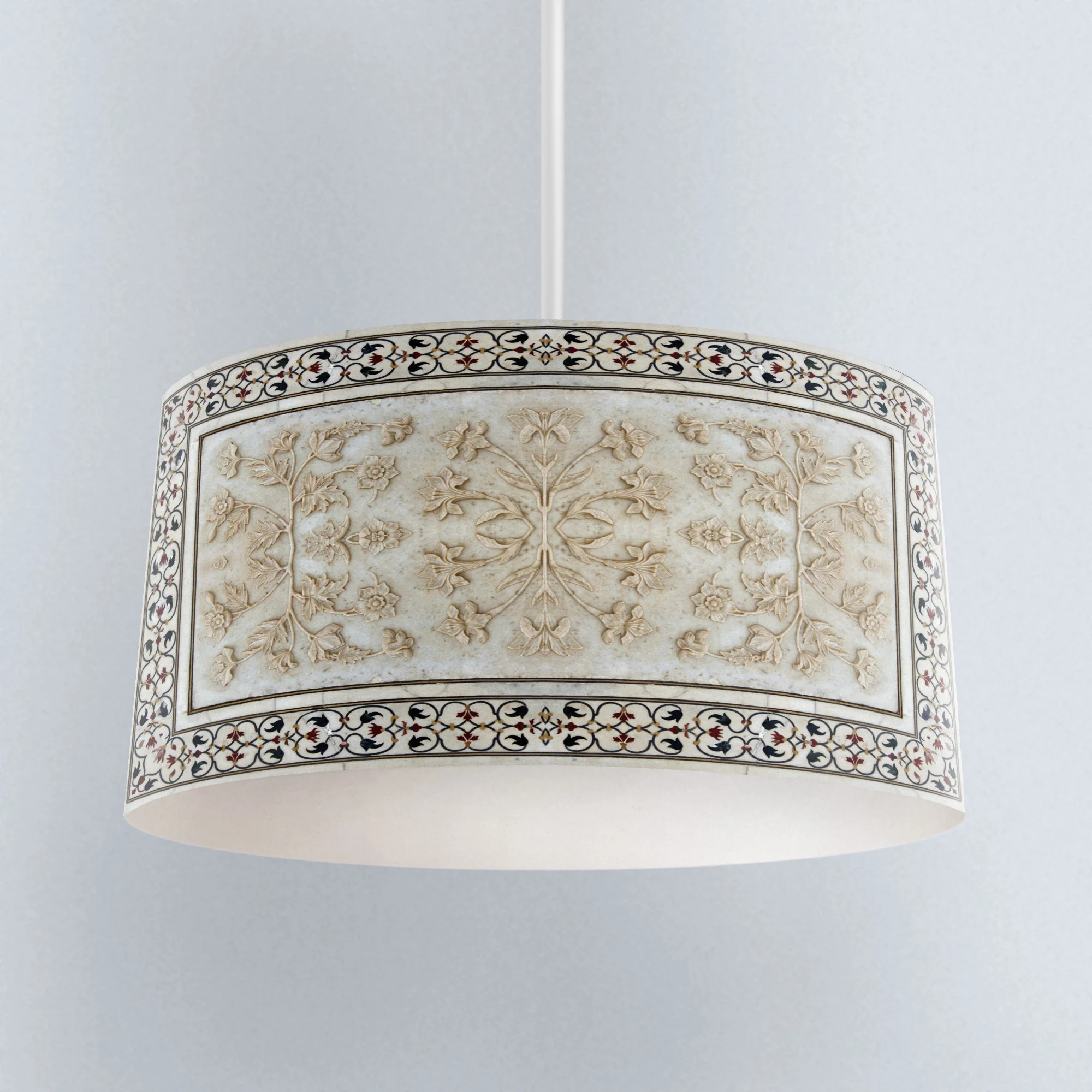 Best Price Else Gray Cream Floral Marble Design Digital Printed Fabric Chandelier Lamp Drum Lampshade Floor Ceiling Pendant Light Shade