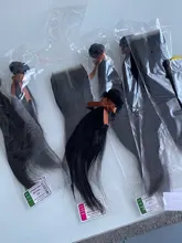 Mechones de pelo liso brasileño con cierre, cabello humano Remy de 30 pulgadas, Color Natural, 3 mechones