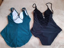 Retro Swimsuit Plus-Size Beach-Wear Vintage Solid Women One-Piece Bandage