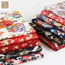 Ткань из золотой фольги японский Hokusai Wave Koi Fish белые краны Сакура цветок традиционные комвременные цветочные принты хлопчатобумажная ткань