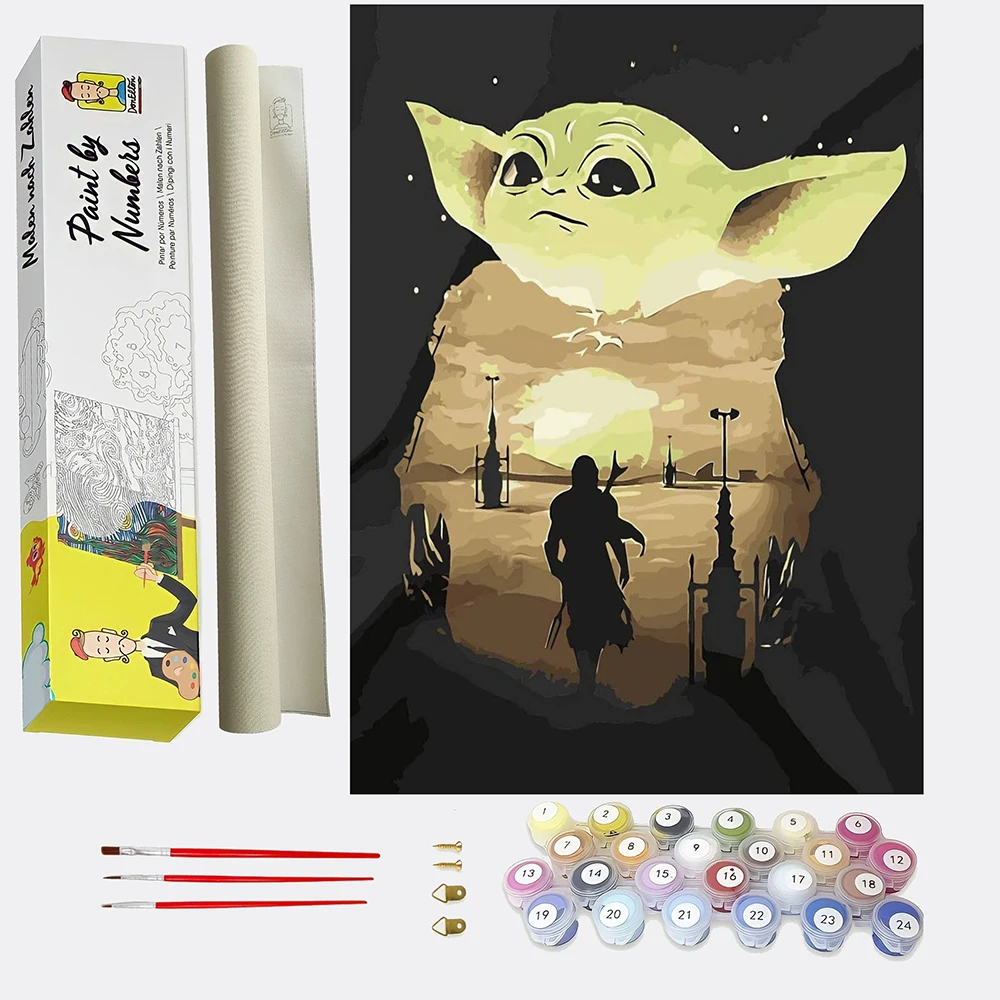 DonElton painting by numbers for adults drawings Baby Yoda canvas with