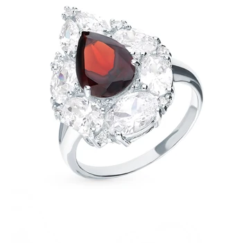 

Silver ring with cubic zirconia and Garnet sunlight sample 925